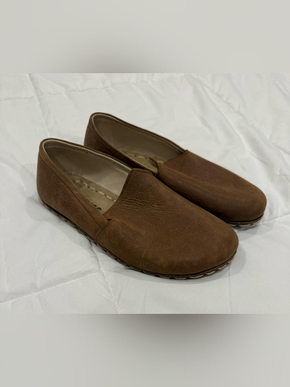 Handmade Leather Barefoot Loafers Turkish Yemeni Slip-Ons Brown 7.5